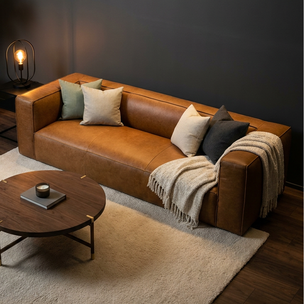 Colton Tan Leather Sofa