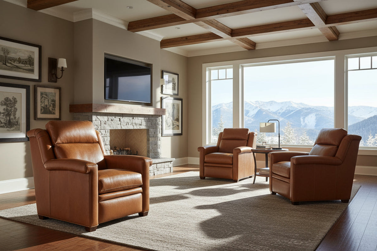 Dale Leather Power "WALL HUGGER" Pillow Back Living Room Reclining Chair