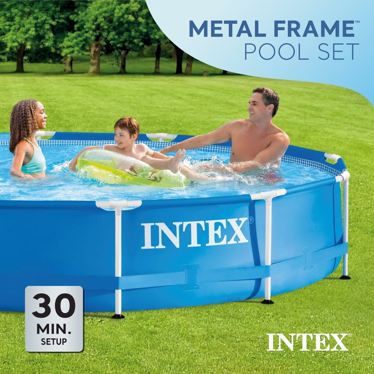 Intex 12' x 30" Metal Frame Round Swimming Pool w/ Filter Pump & 13' Pool Cover image 7