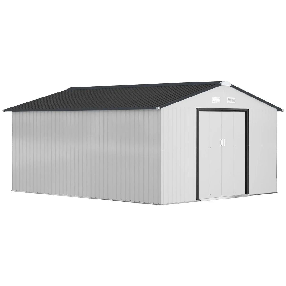 Outsunny Outdoor Storage Shed White 11’×13′ Galvanized Steel