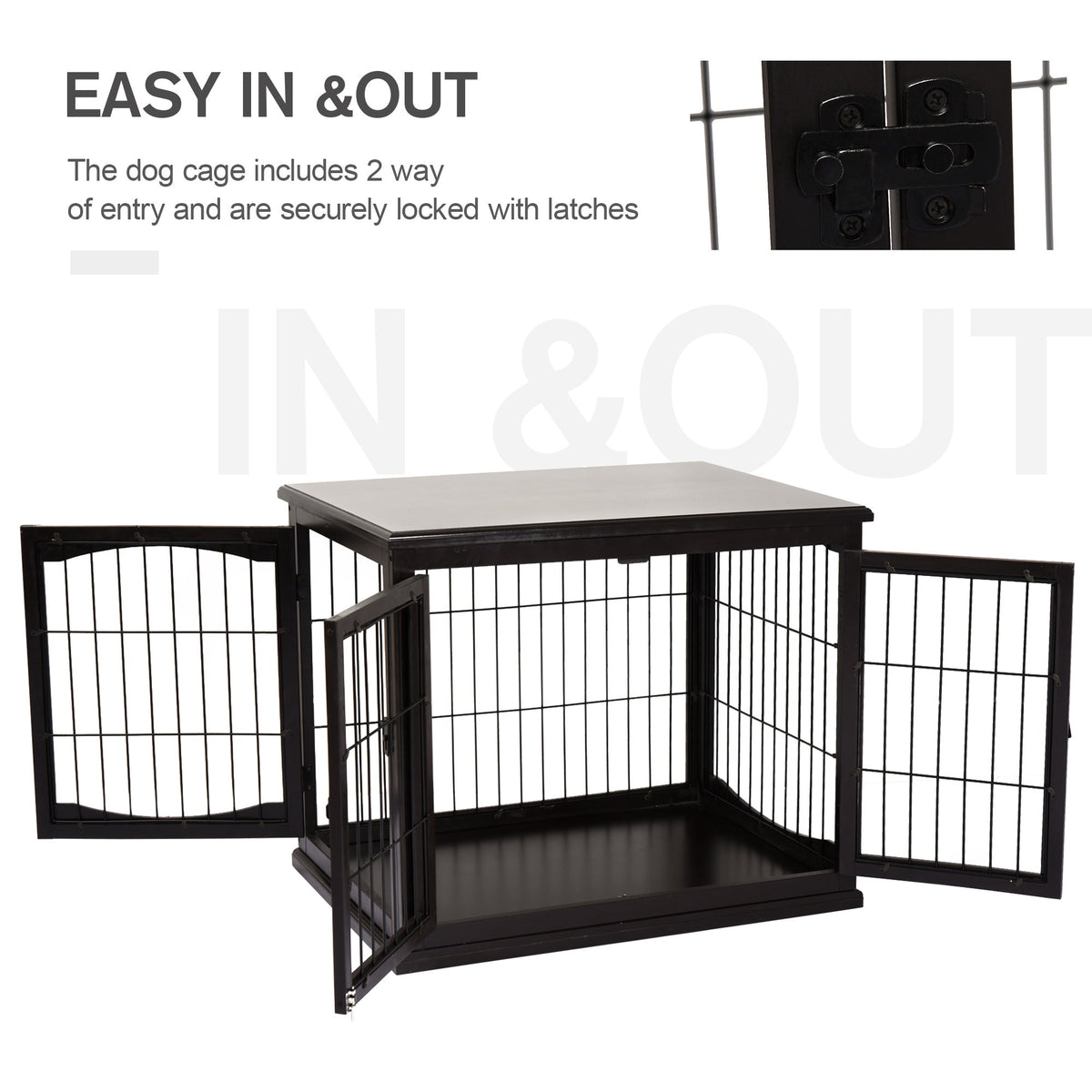 26'' Decorative Dog Cage Wooden Pet Crate Kennel with Double Door Entrance & a Simple Modern Design