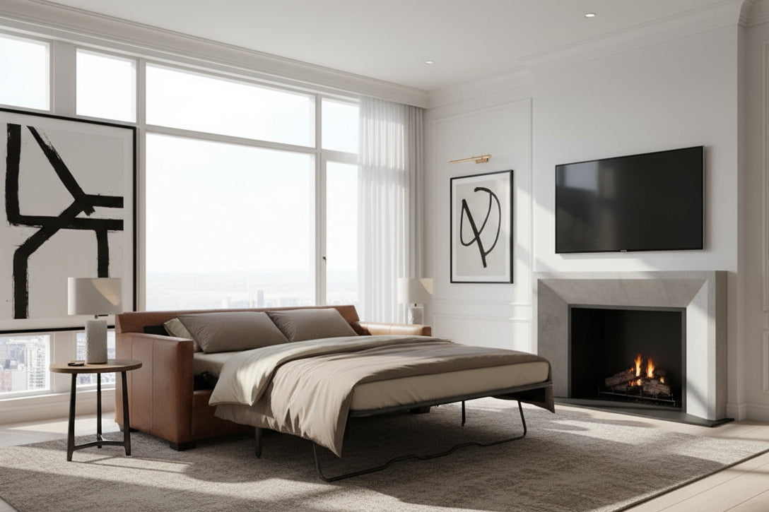 Hadley Contemporary Track Arm Leather Sofa Collection