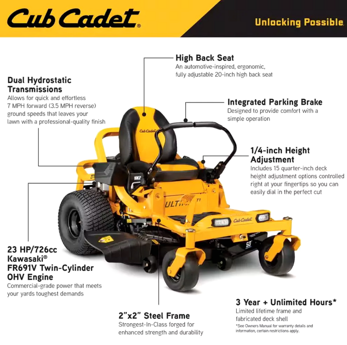 Cub Cadet Ultima ZT1 50″ Zero-Turn Riding Lawn Mower — Power, Precision & Comfort