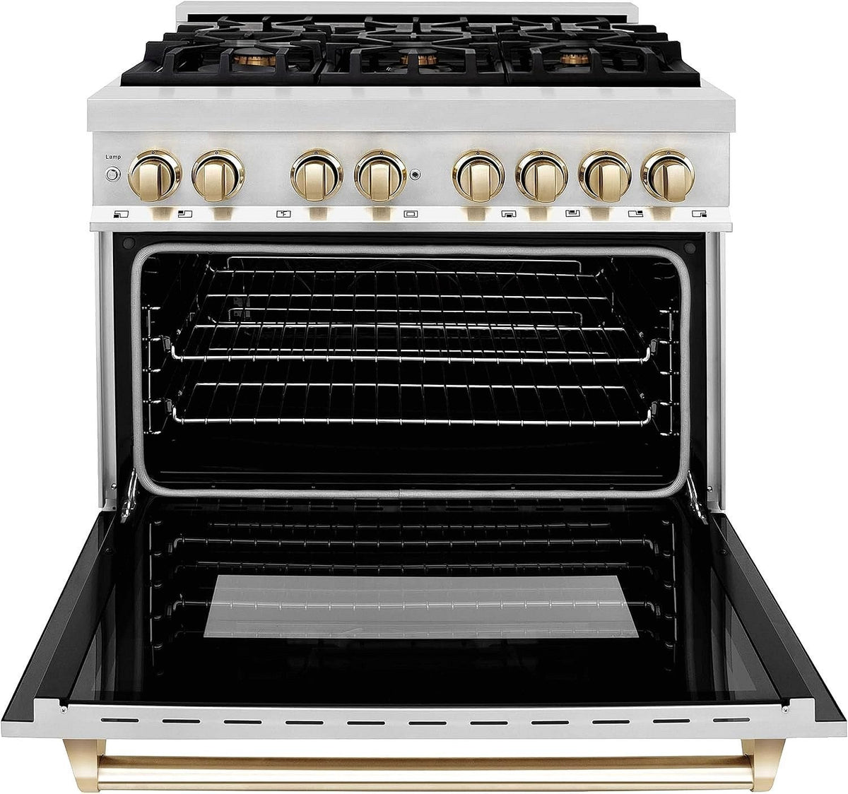 ZLINE Autograph Edition 36 Inch 4.6 Cu. Ft. Dual Fuel Range with Gold Accents, RAZ-36-G