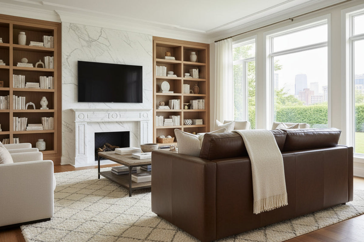Haywood 84 Inch Modern Small Leather Sofa