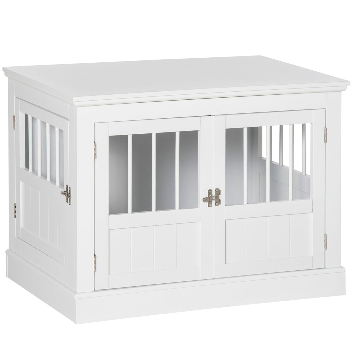 Cat Litter Box Enclosure with Magnetic Doors, Cat Washroom Nightstand with Large Top, Hidden Litter Box Side Table with Latches, White