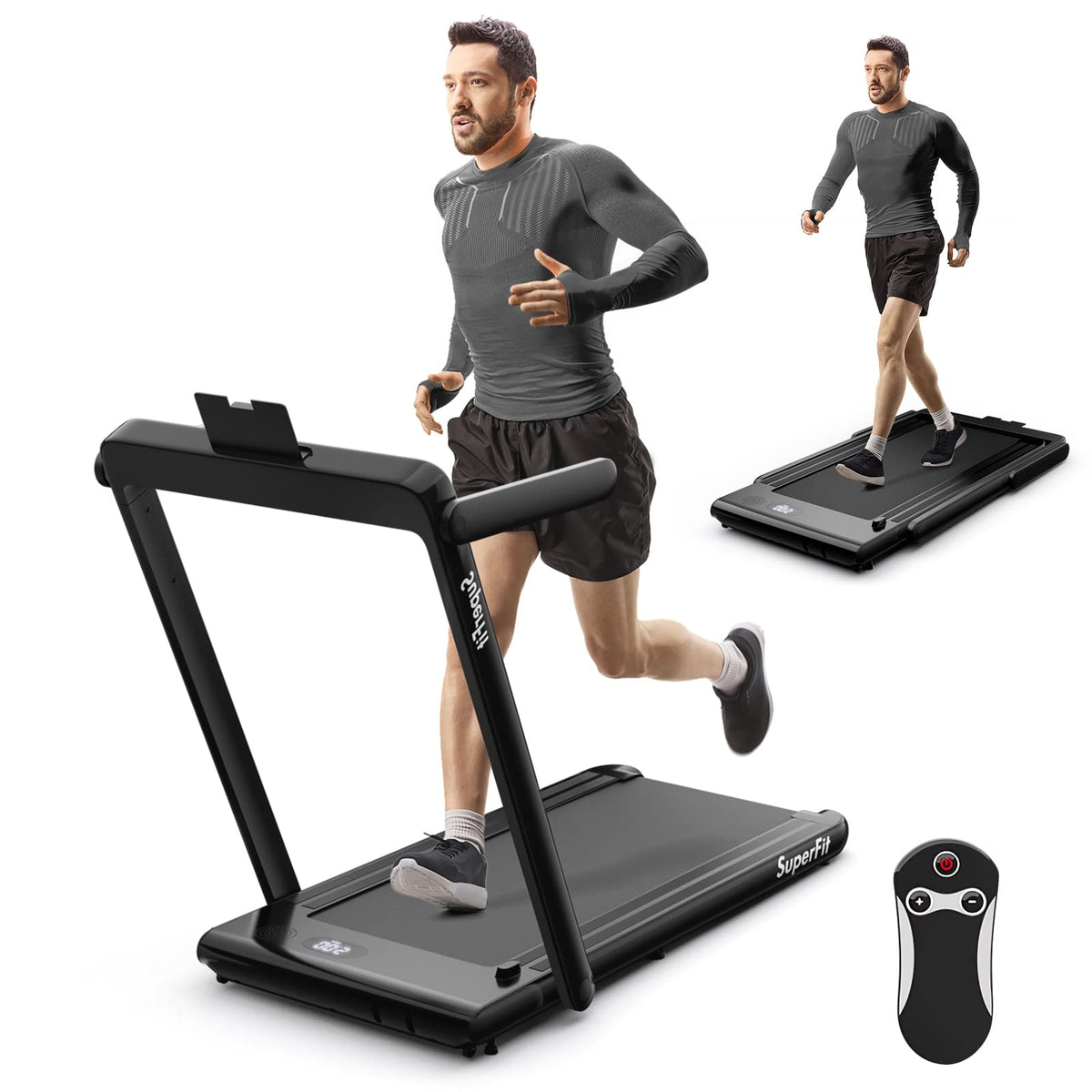 Goplus 2 in 1 Under Desk Treadmill, 2.25HP Superfit Folding Treadmills for Home Office w/Smart APP