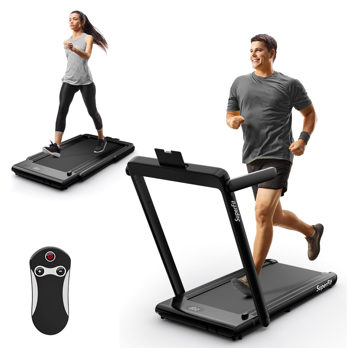 Goplus 2 in 1 Under Desk Treadmill, 2.5HP Superfit Folding Treadmill with Touch Panel Control, Treadmills for Home Office