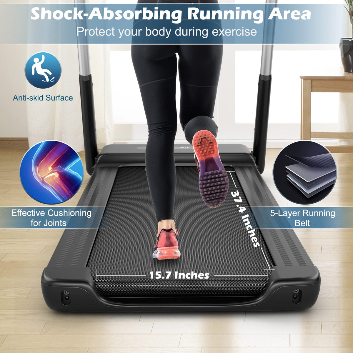 Goplus 2.25HP Folding Treadmill, Compact Superfit Treadmill with LED Display and APP Control