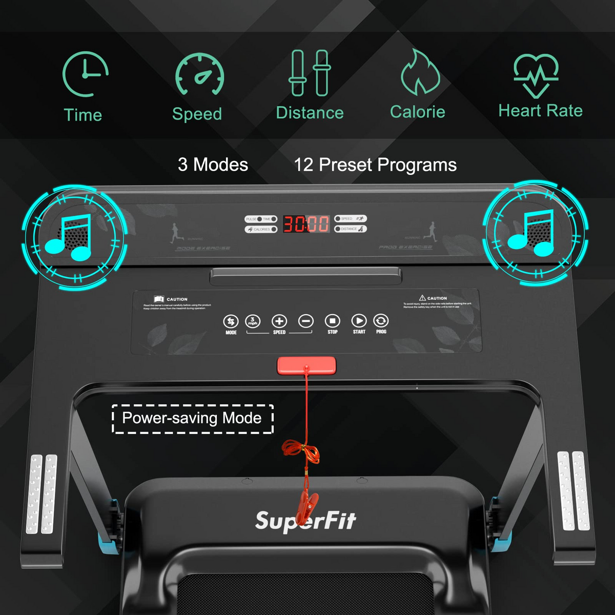 Goplus Folding Treadmill, Compact Superfit Treadmill with APP Control, Blue Tooth Speaker