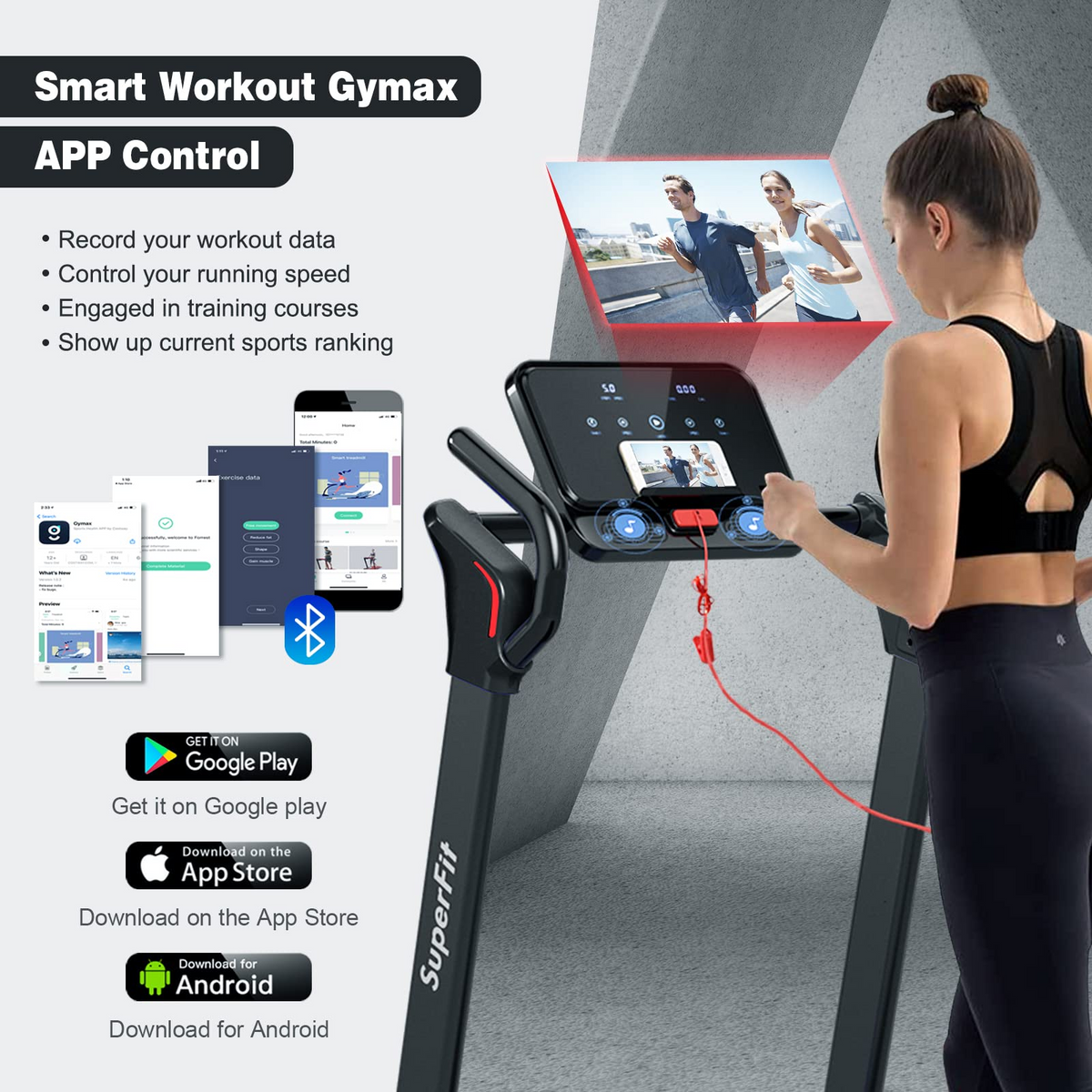 Goplus 2.25HP Folding Treadmill, Electric Superfit Treadmill W/LED Display