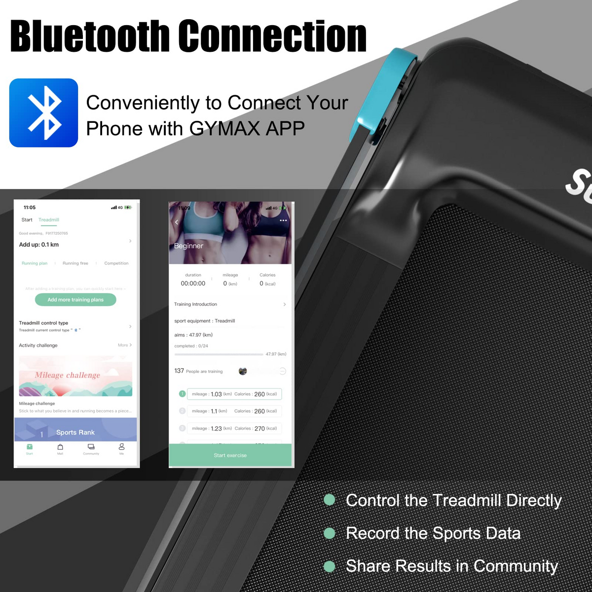 Goplus Folding Treadmill, Compact Superfit Treadmill with APP Control, Blue Tooth Speaker
