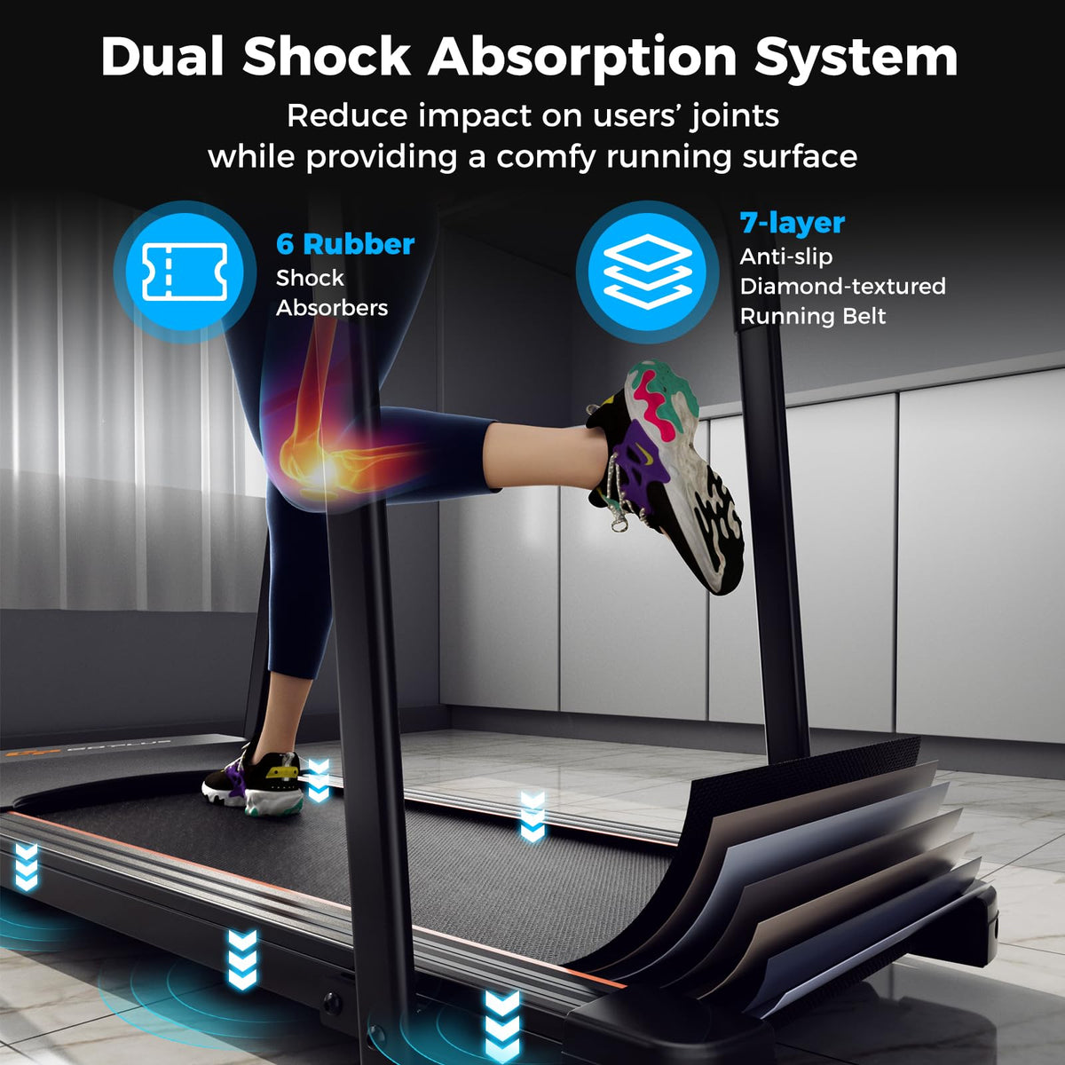 Goplus Walking Treadmill for Senior with Long Handrail, 300 lbs Capacity, Recovery Fitness Exercise Machine for Home with Pulse Sensors