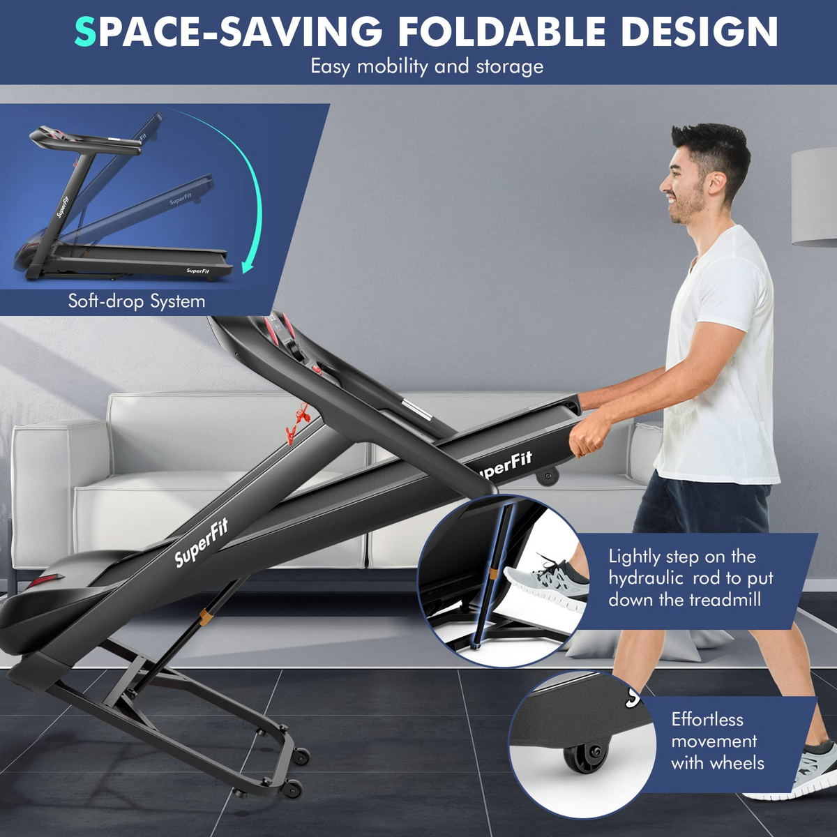 Goplus 4.75HP Folding Treadmill with 15% Auto Incline, Electric Superfit Treadmill w/Voice and APP Control