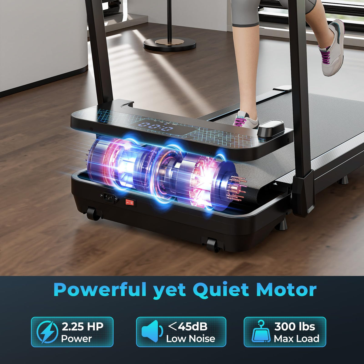 Goplus 2 in 1 Folding Treadmill, 300 LBS Capacity Walking Pad with Handle Bar, Under Desk Treadmill with Remote & APP Control