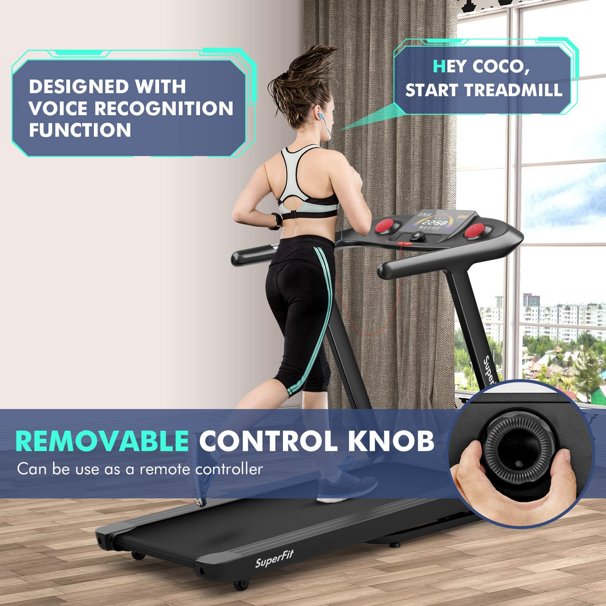 Goplus 4.75HP Folding Treadmill with 15% Auto Incline, Electric Superfit Treadmill w/Voice and APP Control