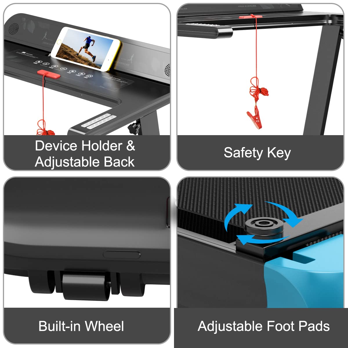 Goplus Folding Treadmill, Compact Superfit Treadmill with APP Control, Blue Tooth Speaker