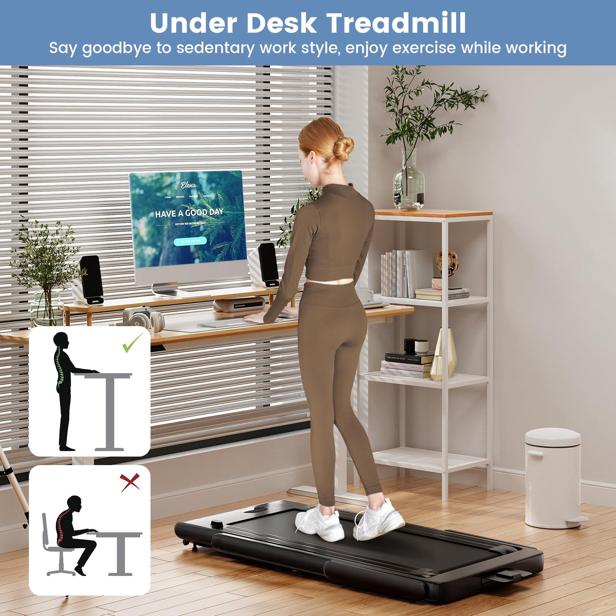Goplus 2 in 1 Under Desk Treadmill, 2.5HP Superfit Folding Treadmill with Touch Panel Control, Treadmills for Home Office