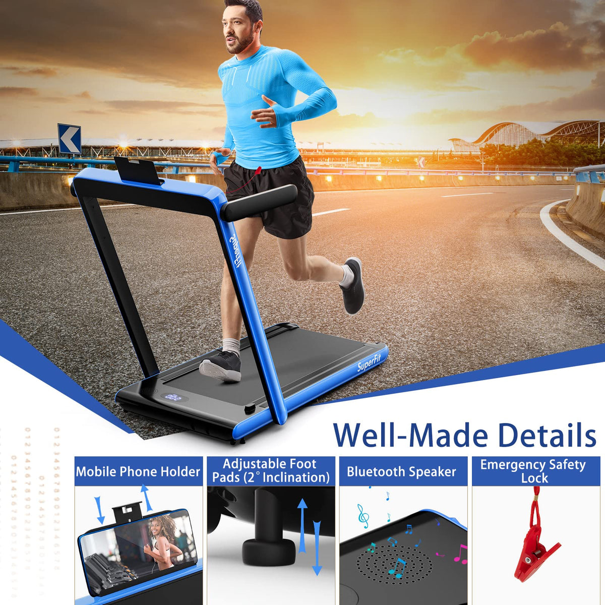 Goplus 2 in 1 Under Desk Treadmill, 2.25HP Superfit Folding Treadmills for Home Office w/Smart APP