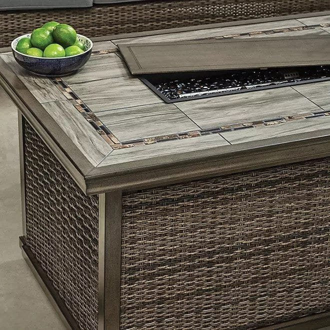 Newcastle 6-Piece Patio Deep Seating Set with Fire Pit – Smoke – Member’s Mark