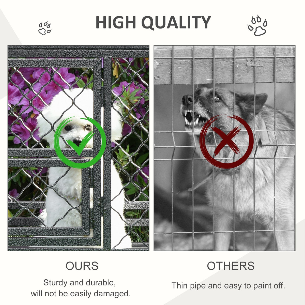 Heavy Duty Dog Cage Metal Kennel and Crate Dog Playpen with Lockable Wheels, Slide-out Tray, Food Bowl and Double Doors