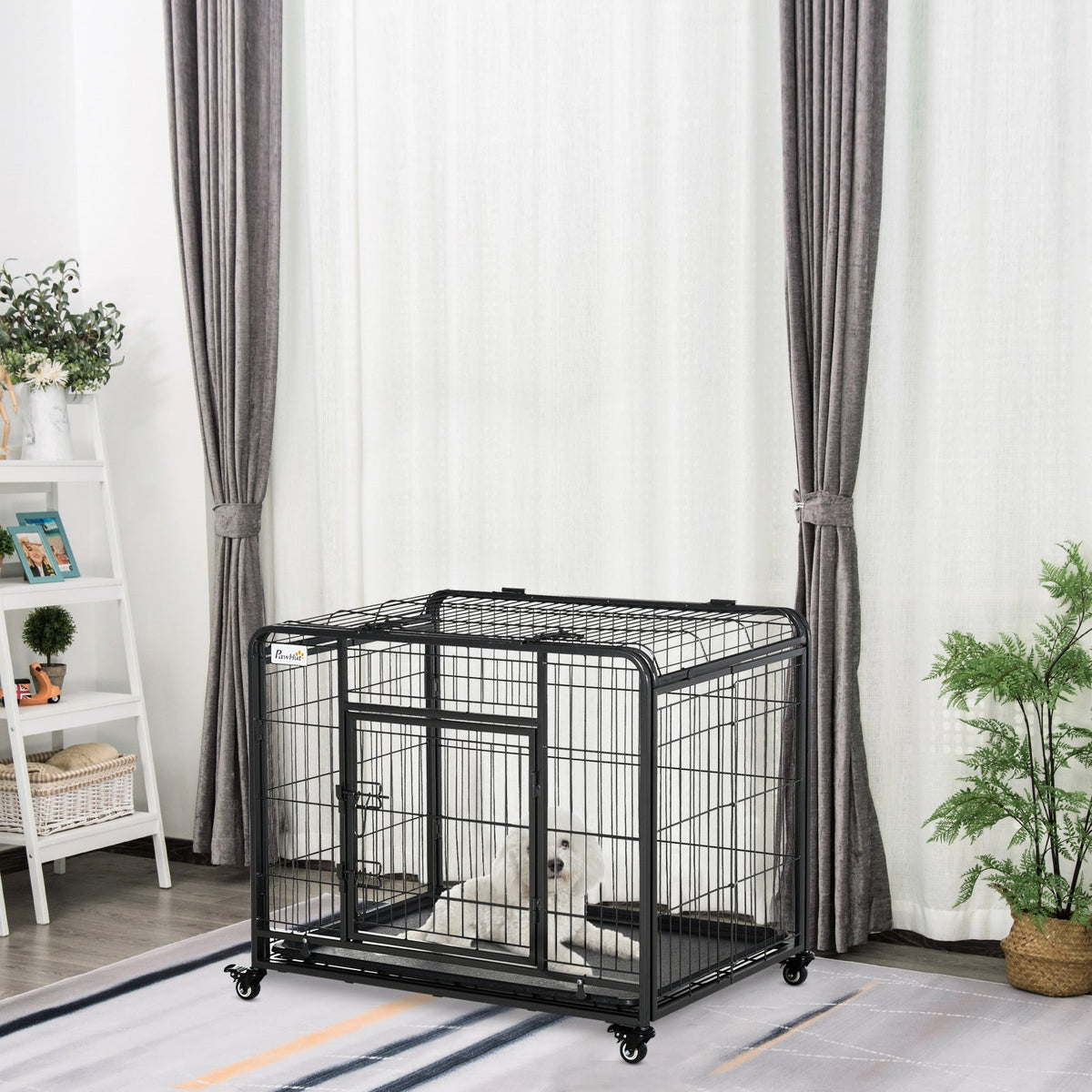 Metal Dog Crate Heavy Duty Kennel with Removable