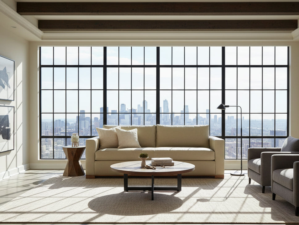 Jasper Bench Seat Track Arm Leather Sofa Or Sleeper Sofa