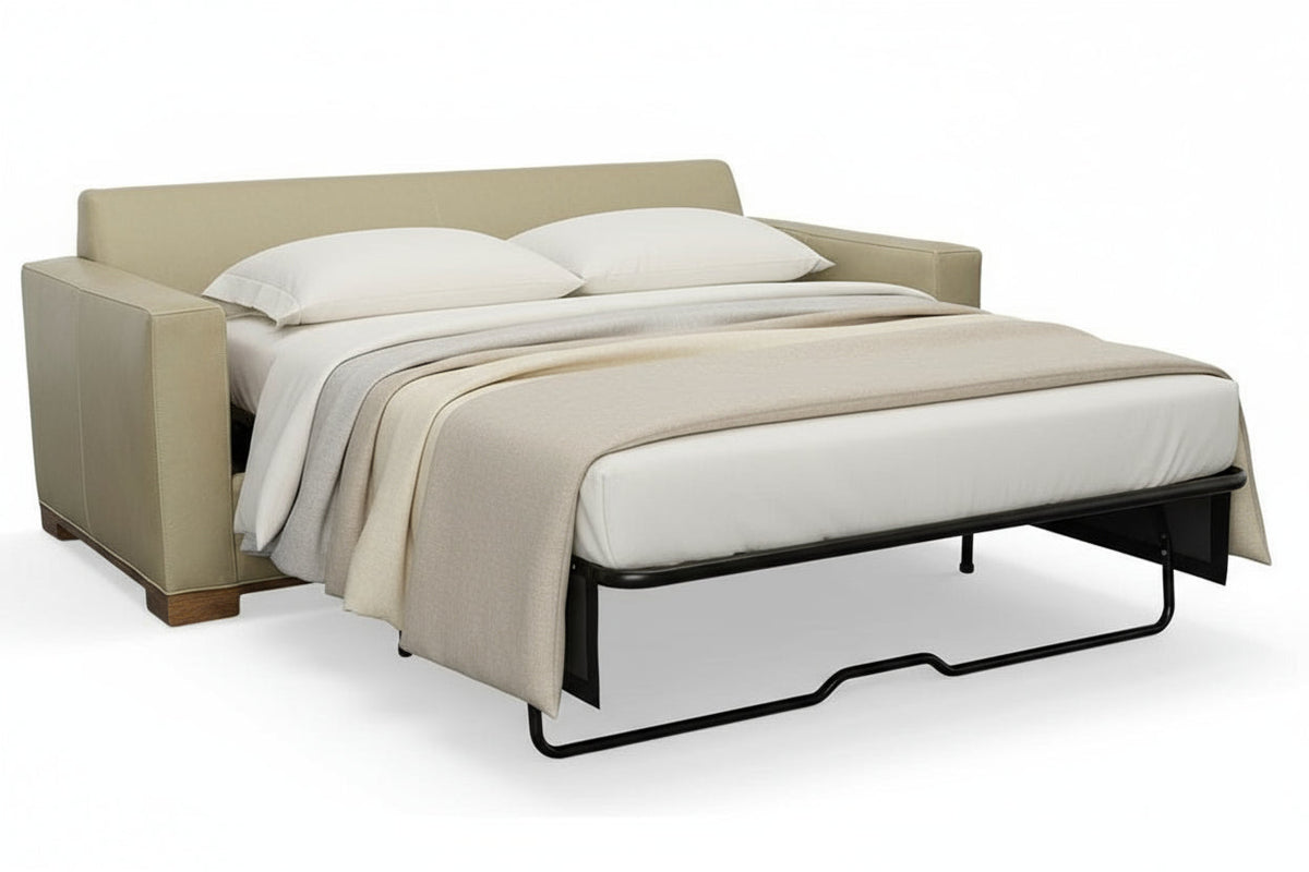 Jasper Bench Seat Track Arm Leather Sofa Or Sleeper Sofa