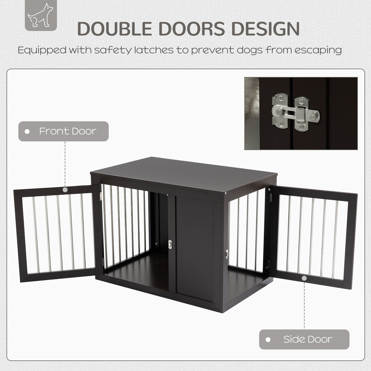 Furniture Style Indoor Dog Crate, End Table Pet Cage Kennel with Double Doors, and Locks, for Medium Dogs, Coffee