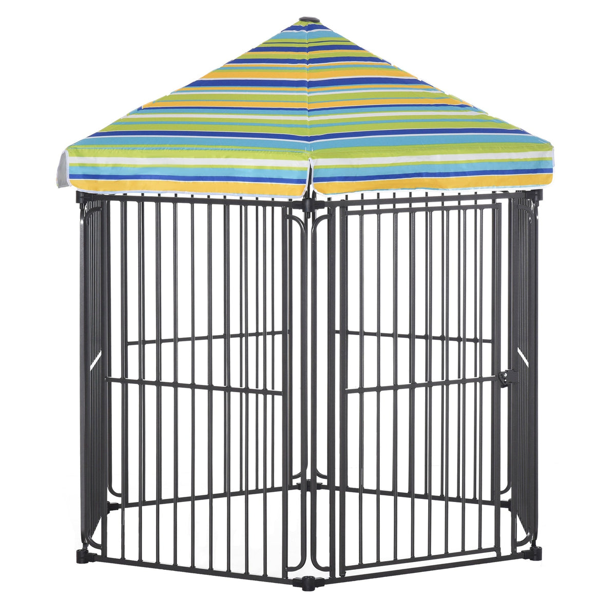 60" x 52" Heavy-Duty Outdoor Pet Cage Kennel with Weather-Resistant Polyester Roof, Locking Door, & Metal Frame