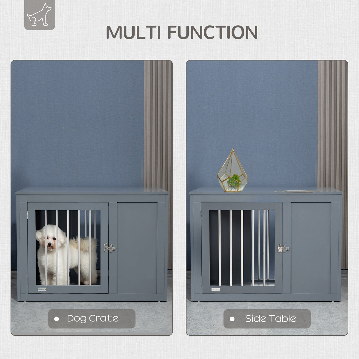 Furniture Style Indoor Dog Crate, End Table Pet Cage Kennel with Double Doors, and Locks, for Medium Dogs, Grey