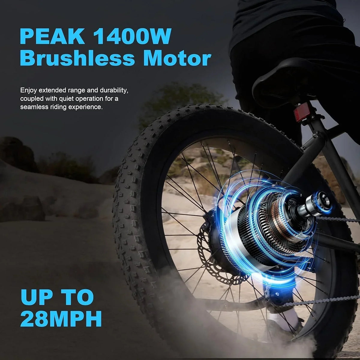 ACTBEST Ranger All-Terrain Electric Mountain Bike, 1400W Peak Motor, 65-Mile Range, 26×4 Inch Fat Tires