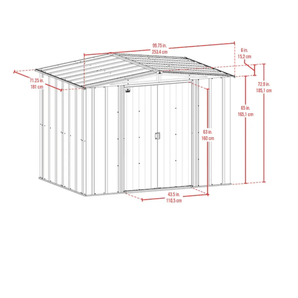 Arrow Newport 8 x 6 ft. Two-Tone Eggshell & Coffee Galvanized Metal Storage Shed with Sliding Lockable Doors