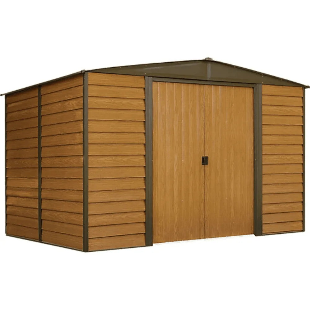 Arrow Woodridge 10 ft. x 8 ft. Metal Storage Shed with Woodgrain Finish