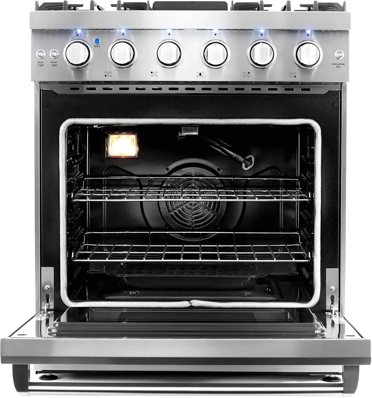Cosmo 30-inch 4.5 Cu. Ft. Stainless Steel Gas Range with 5 Sealed Burners and Convection Oven