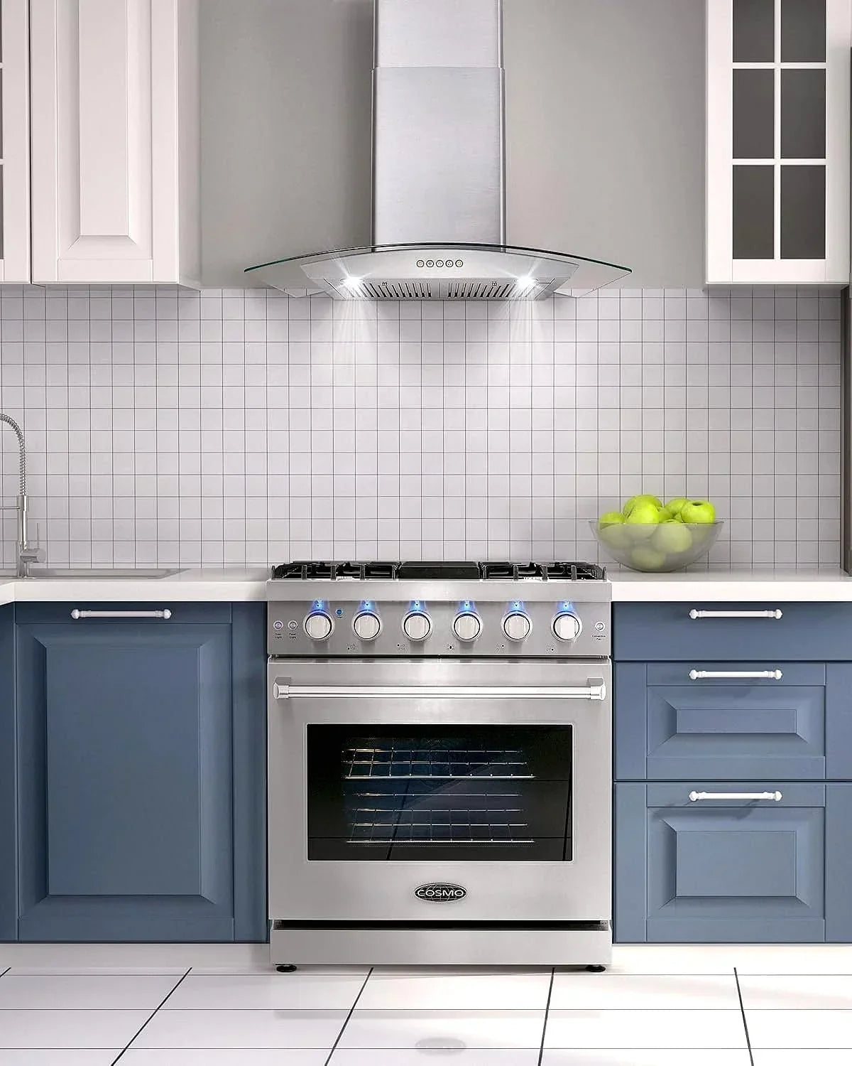 Cosmo 30-inch 4.5 Cu. Ft. Stainless Steel Gas Range with 5 Sealed Burners and Convection Oven