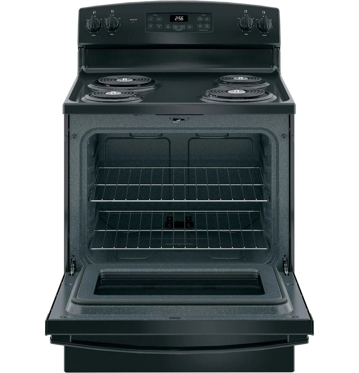GE 30 Inch Freestanding Electric Range with Self-Clean Oven, Black (JB256DMBB)