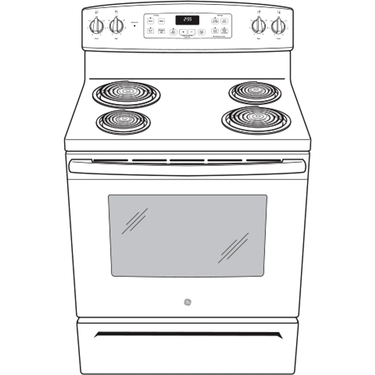 GE 30 Inch Freestanding Electric Range with Self-Clean Oven, Black (JB256DMBB)