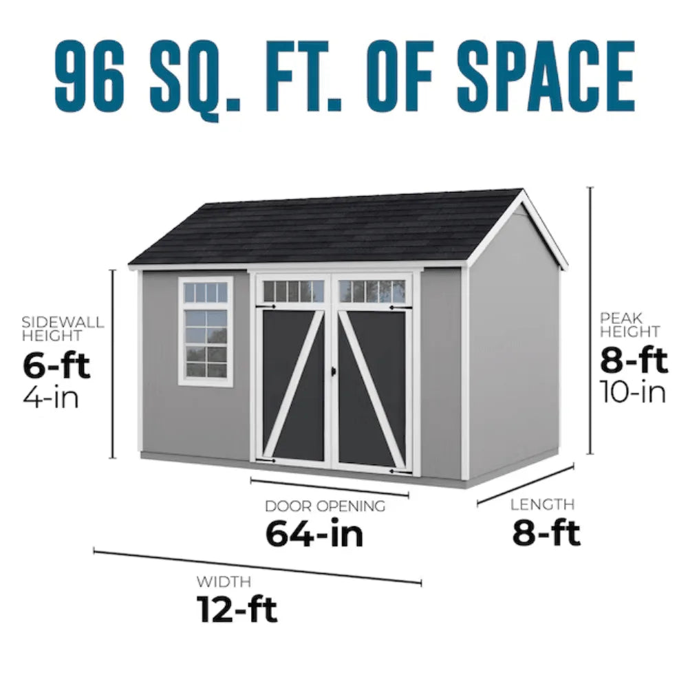 Heartland Coronado 12 x 8 ft Saltbox Wood Outdoor Storage Shed with Windows and Doors