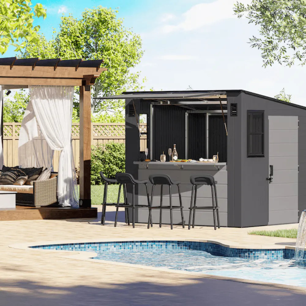 Suncast 8 ft. x 7 ft. Cabana Entertainment Resin Shed with Floor
