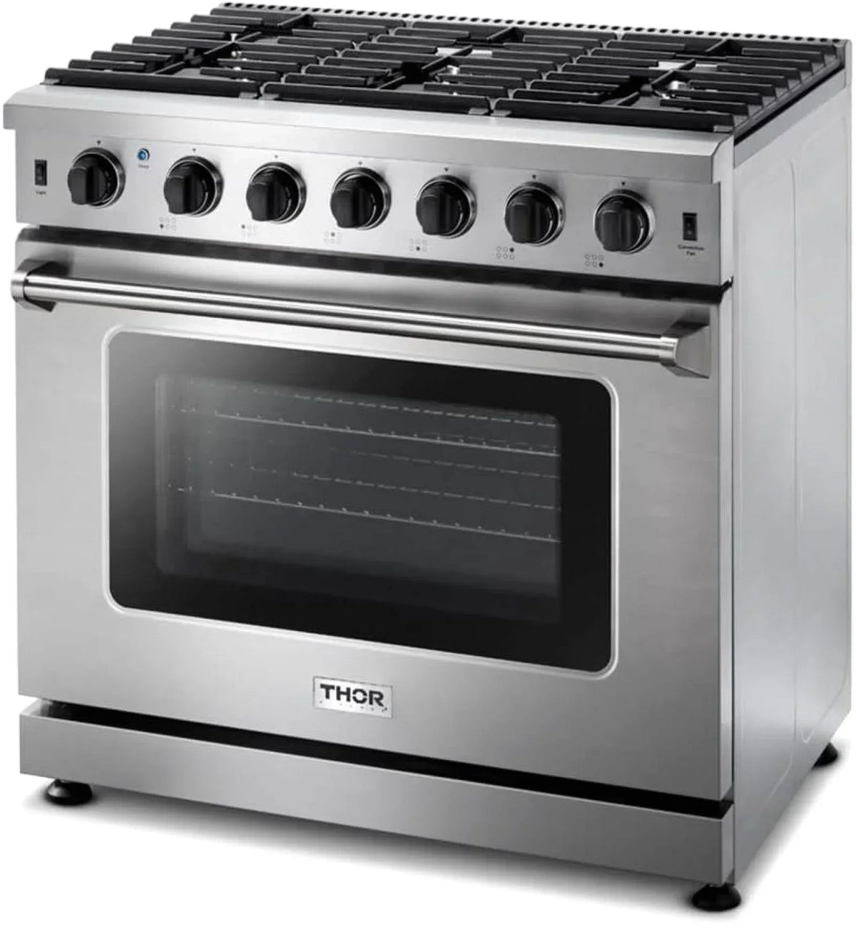 Thor Kitchen LRG3601U 36-Inch Professional Freestanding Gas Range with Convection Oven, Stainless Steel