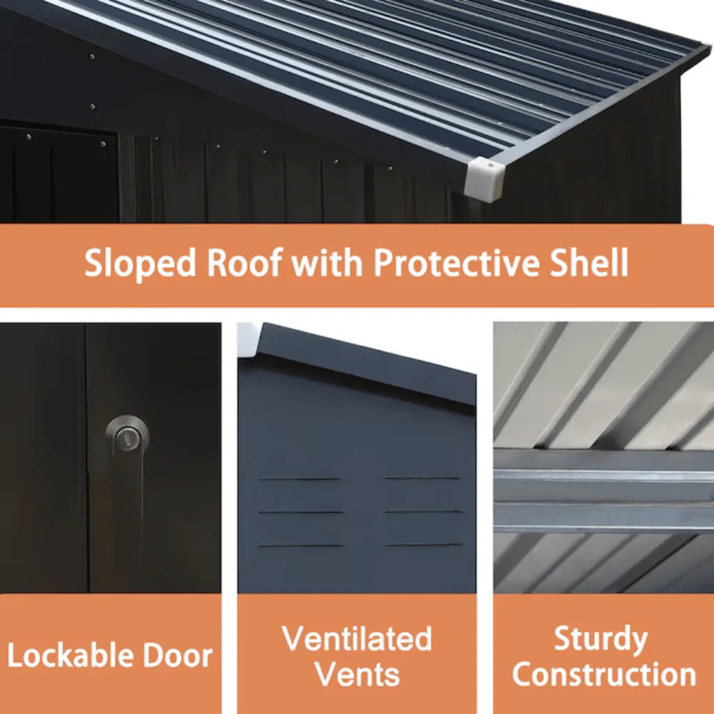 Veikous 10 ft. x 12 ft. Outdoor Metal Storage Shed with Lockable Door and Vents, Gray