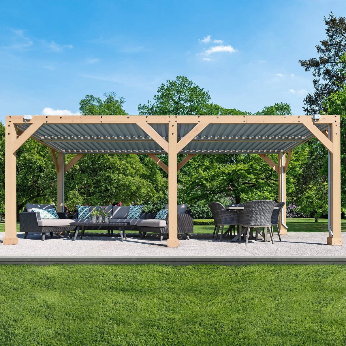Yardistry 10×20 ft Natural Cedar Wooden Louvered Pergola