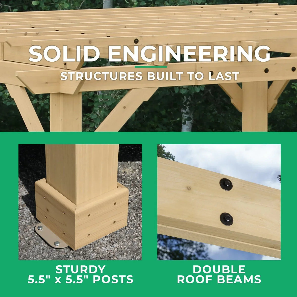 Yardistry Meridian Pergola Natural Cedar 10 ft×22 ft