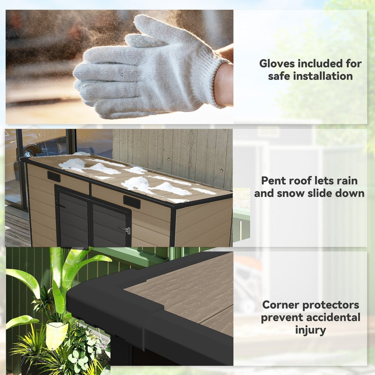 Outsunny 8′ x 4′ Outdoor Storage Shed Light Brown Resin