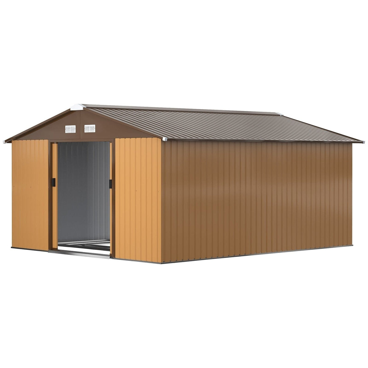 Outsunny Outdoor Storage Shed Yellow 11′ x 13′ Galvanized Steel