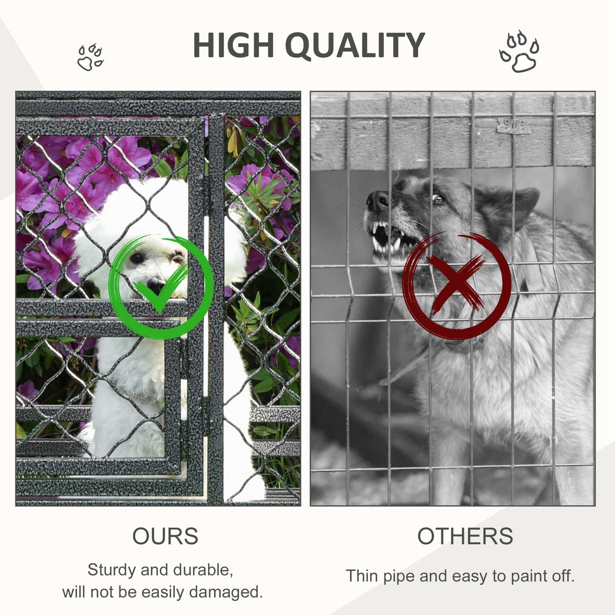 Heavy Duty Dog Cage Metal Kennel and Crate Dog Playpen with Lockable Wheels, Slide-out Tray, Food Bowl and Double Doors